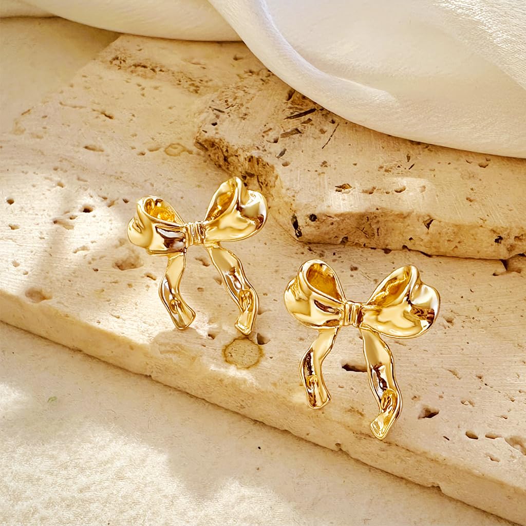 SANNIDHI 2 Pairs Bow Earrings for Women Fashion Girls Stud Earrings Elegant Metal Bowknot Studs Earrings for Women Jewelry Gift - Gold & Silver SANNIDHI 2 Pairs Bow Earrings for Women Fashion Girls Stud Earrings Elegant Metal Bowknot Studs Earrings for Women Jewelry Gift - Gold & Silver